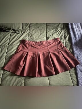 H&M Pleated Circle Skater Skirt in Brown